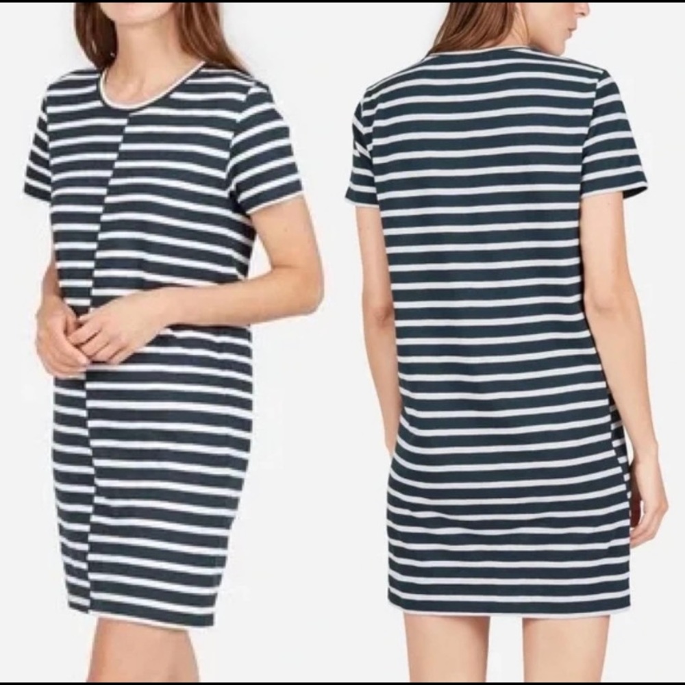 Everlane The Beach Tee striped blue and white dress